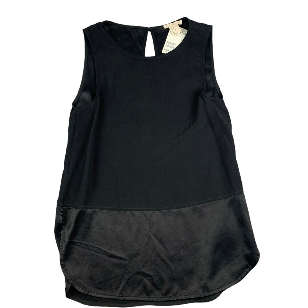 H&M Crew Neck Tank Top, Black Viscose Blouse, Women's Size 2, NEW